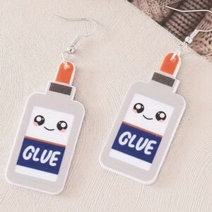 School Glue Bottle Wood Earrings
